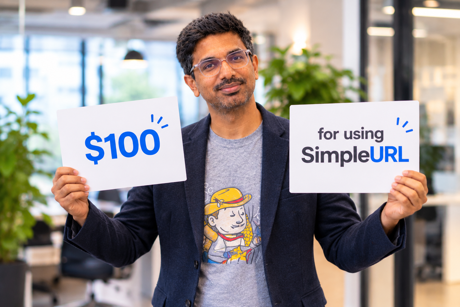 Man Presenting $100 for SimpleURL